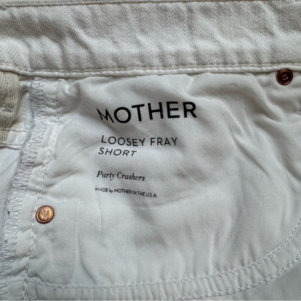 MOTHER White Distressed Jean Shorts - Picture 7 of 10